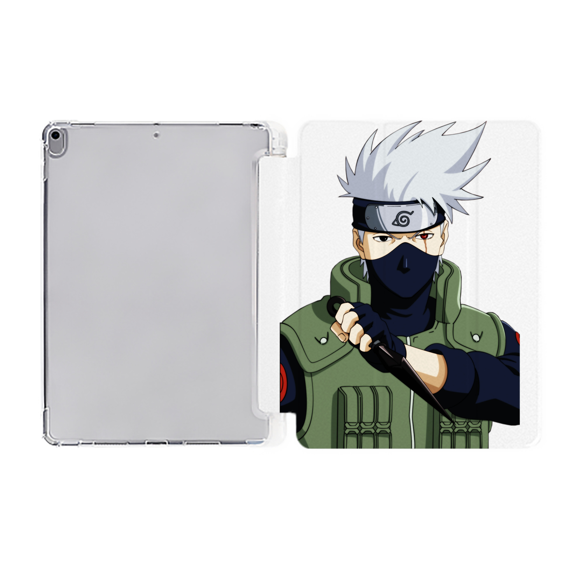 （画像用） NARUTO -ナルト- はたけ カカシ Hatake Kakashi IPad ケース ペン収納付き 三つ折りスタンド PUレザー×シリコン 対応機種9.5/10.5/10.9インチ